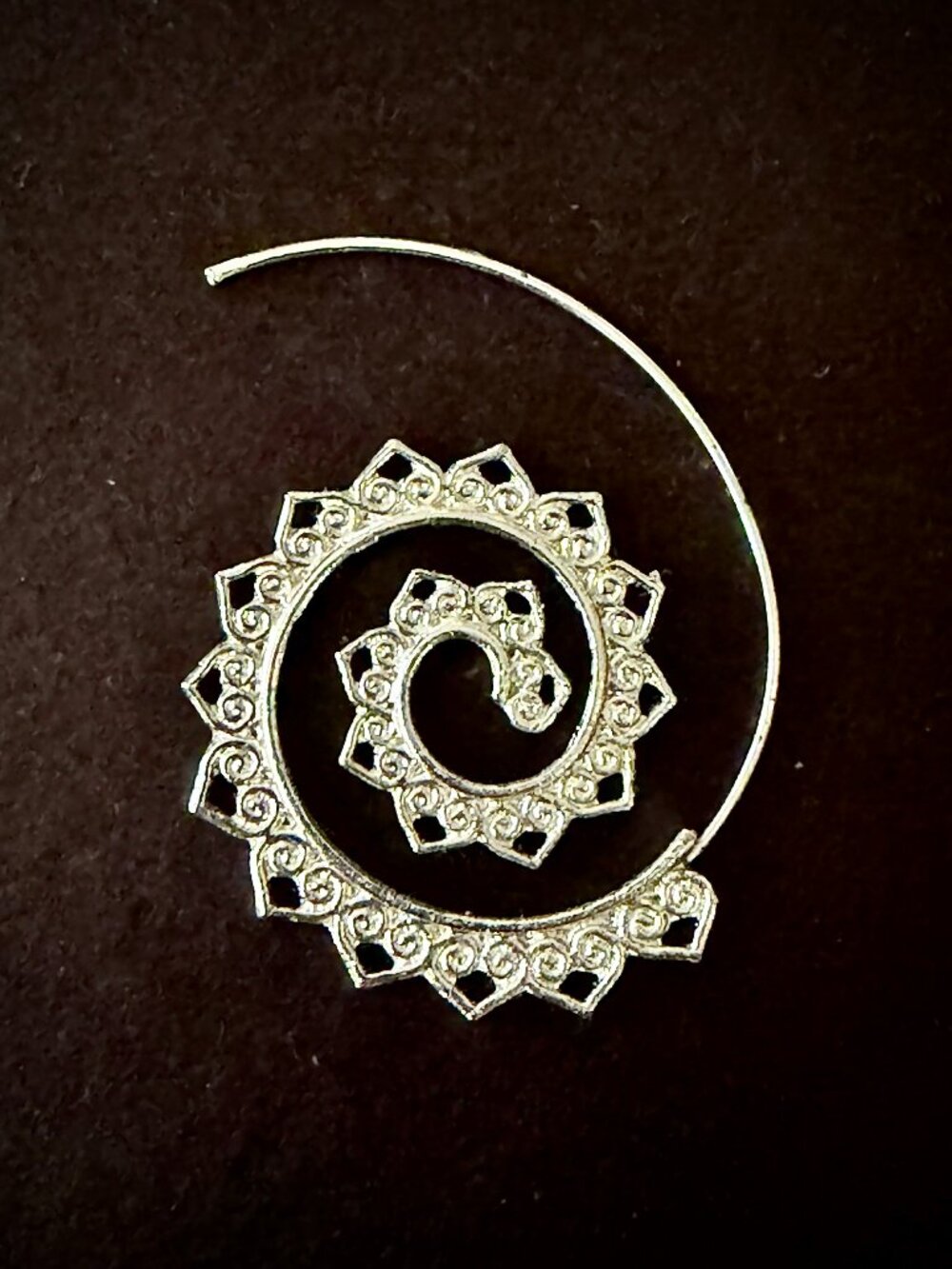 Boho Silver Earring Set -Mandala Spiral Threader + Rope Twist Hoop - 2 Pairs